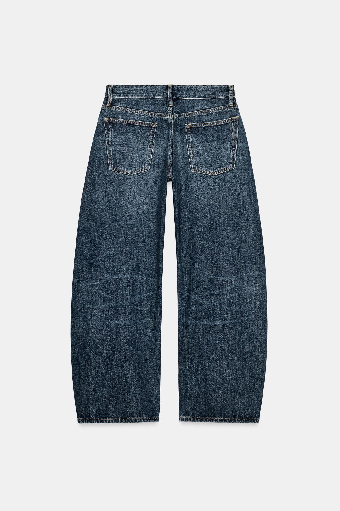Женские джинсы Zara ZW Collection Mid-Rise Barrel, цвет: Синий — фото 7