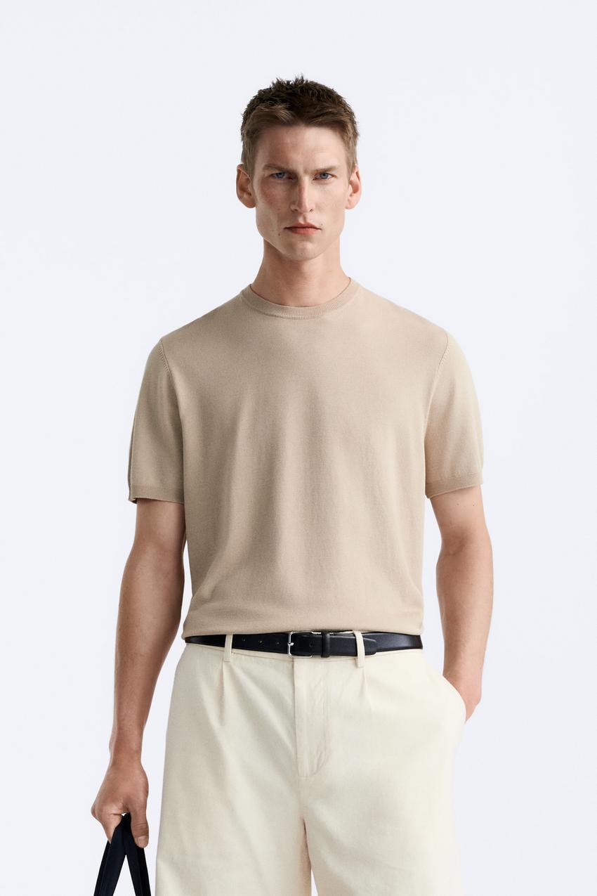 STRICK-T-SHIRT AUS VISKOSEMISCHGEWEBE - Sandfarben | ZARA  