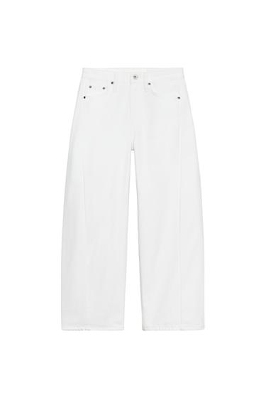 JEANS ZW COLLECTION ANKLE RELAXED MITTELHOHER BUND - Weiß von Zara