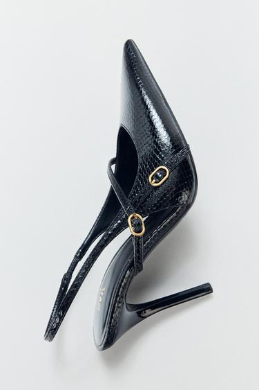 ZAPATO TACÓN TIRAS HEBILLAS - Negro de Zara