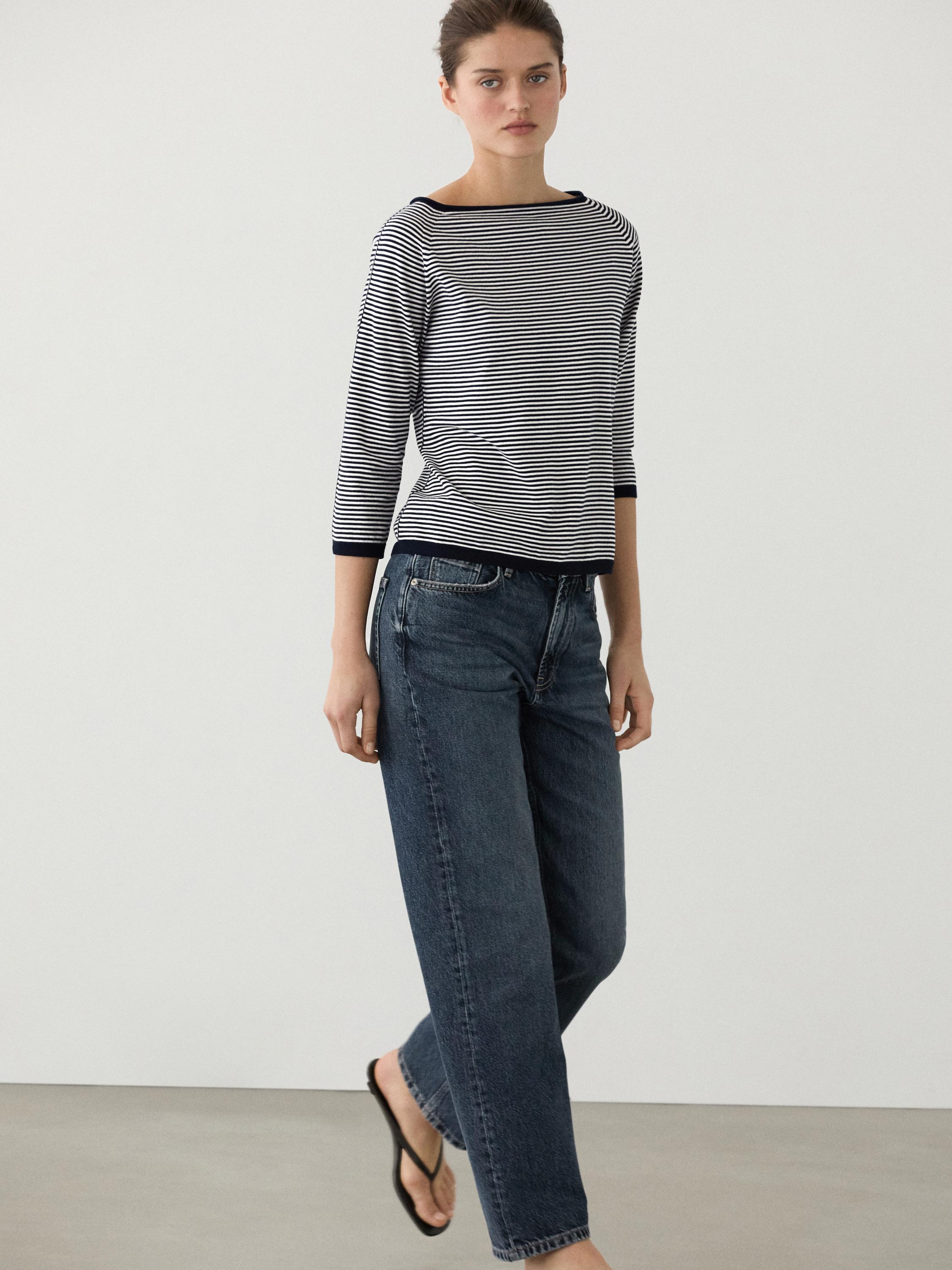 Pull en maille à rayures 100 % coton