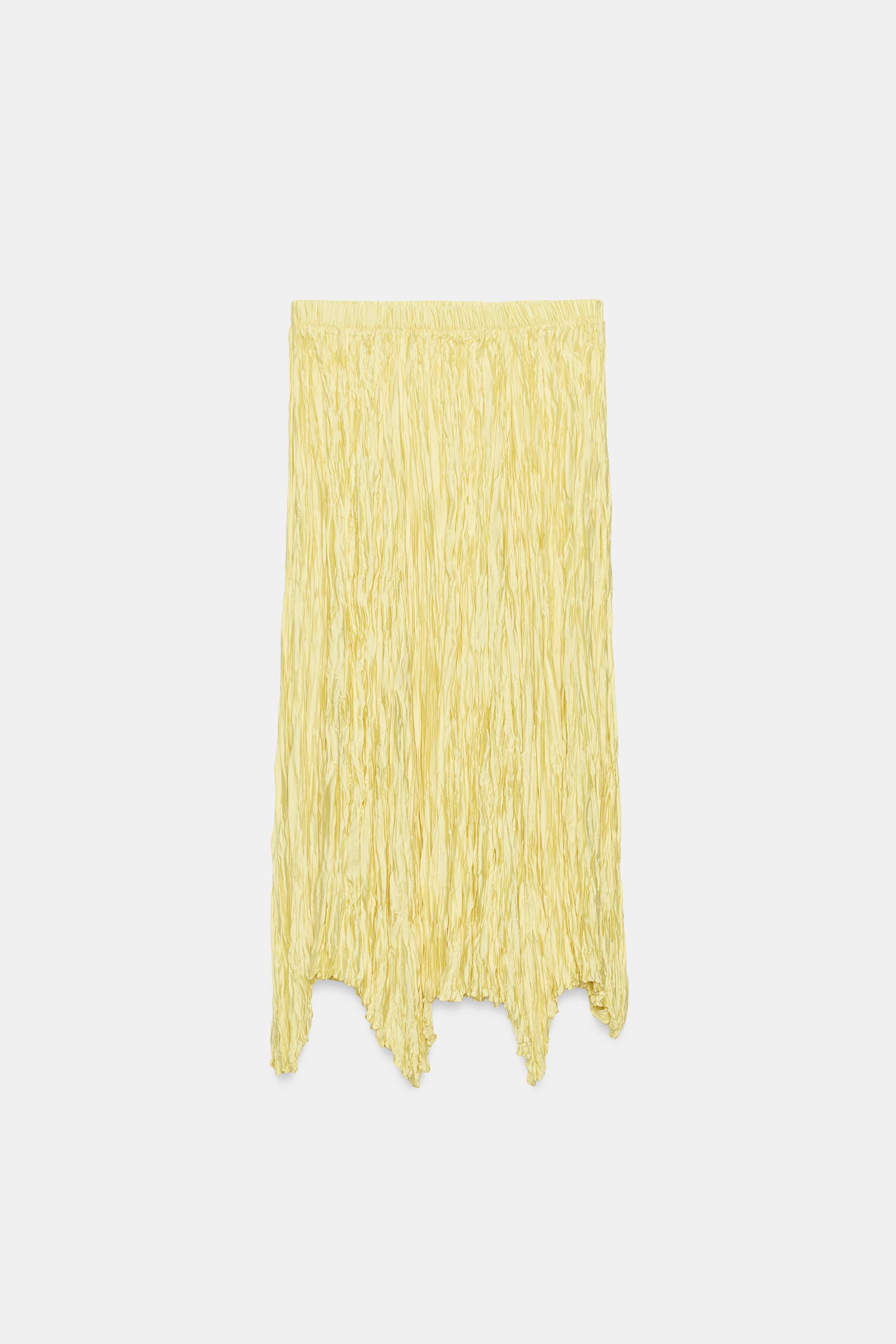ZW COLLECTION PLEATED LONG SKIRT - Yellow | ZARA United States