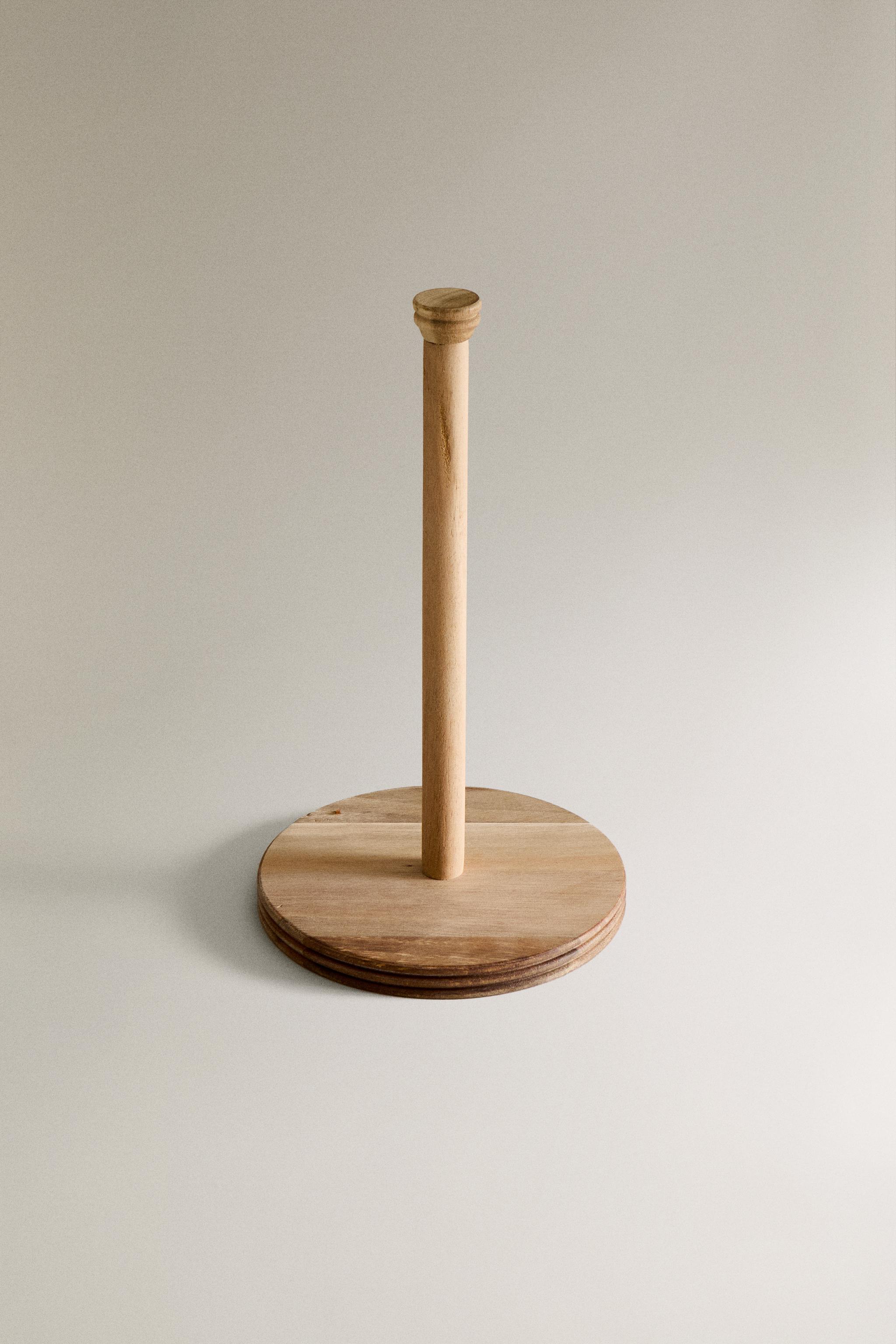ACACIA WOOD ROLL OR TOILET PAPER HOLDER — Light beige