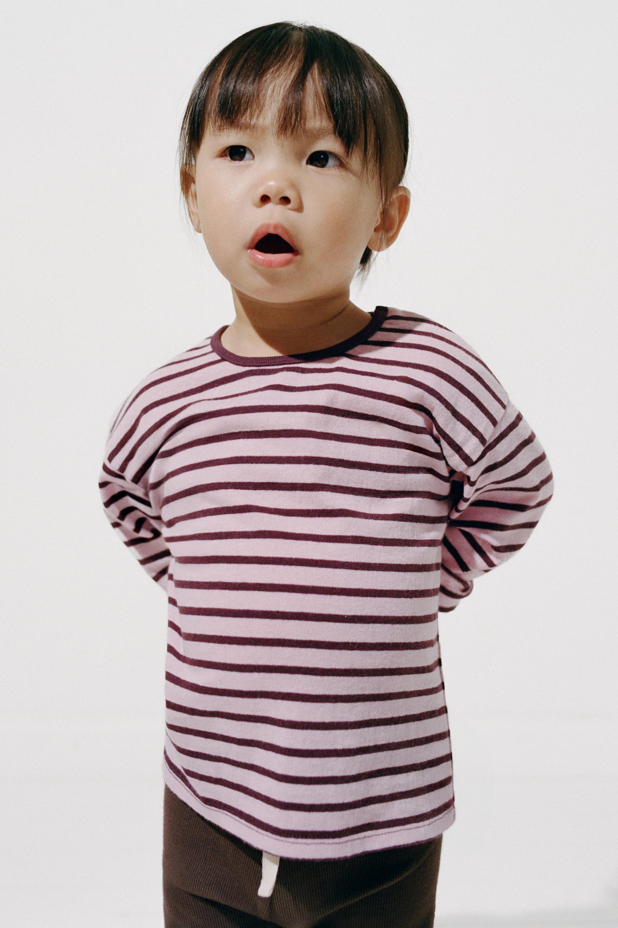 STRIPED LABEL T-SHIRT — Pink