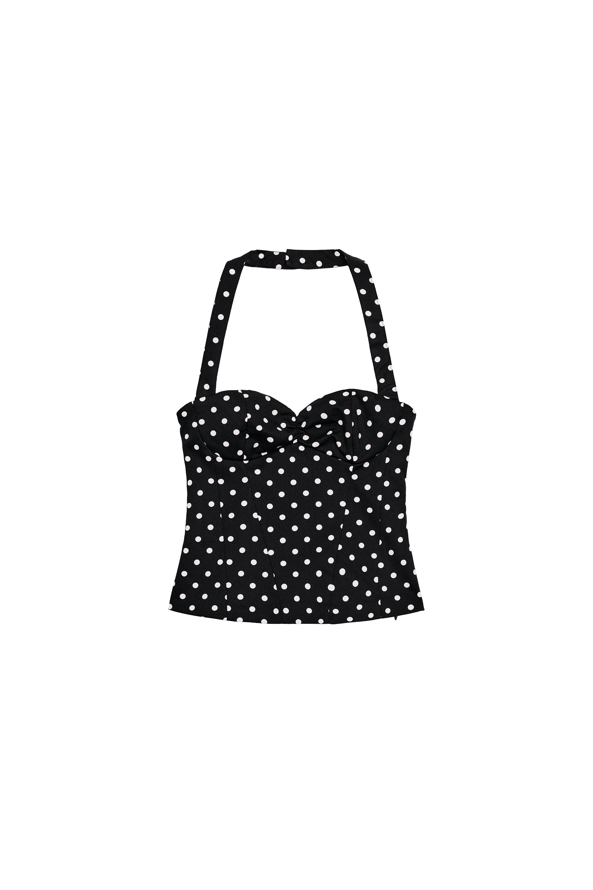 POLKA DOT ROUND NECK HALTER TOP