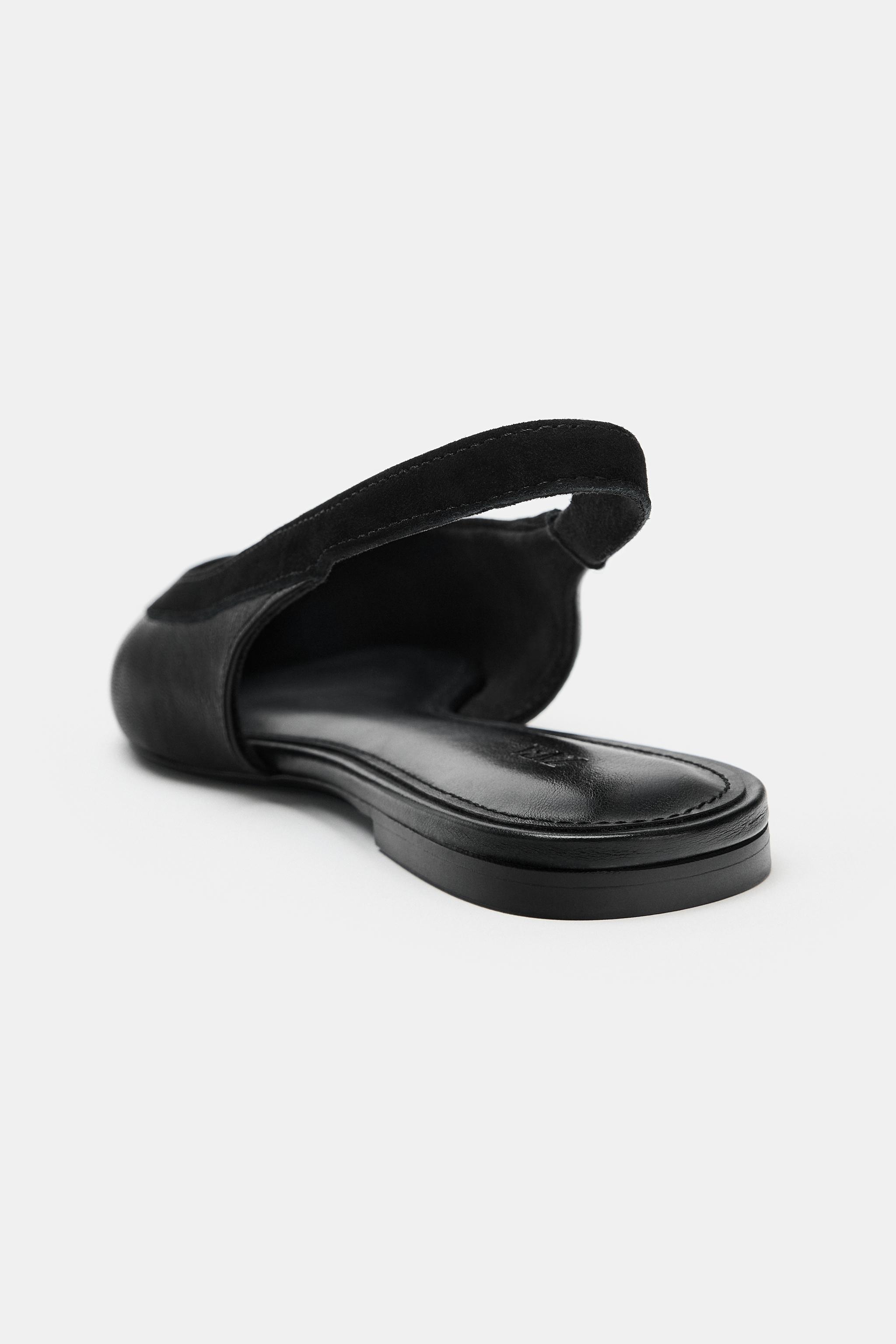 Обувь Zara LEATHER SLINGBACK SHOES — фото 5