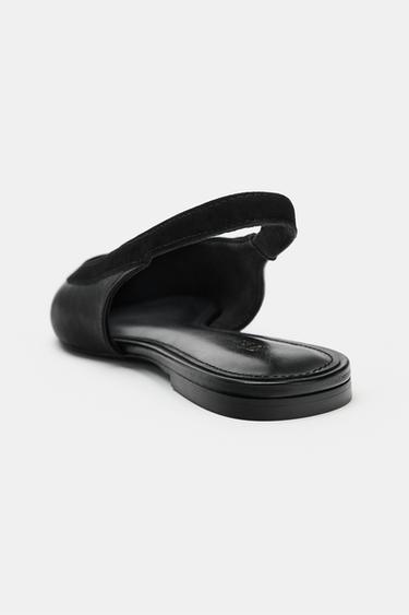 CHAUSSURES EN CUIR OUVERTES À L'ARRIÈRE - Noir de Zara - Image 4