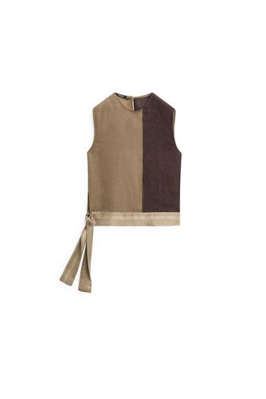 Top fluide en lin mélangé - Marron de Zara