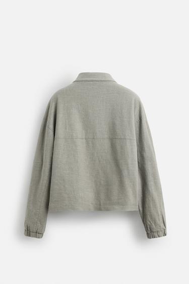 BLOUSON STRUCTURÉ LIN ET COTON - Verdâtre de Zara - Image 6