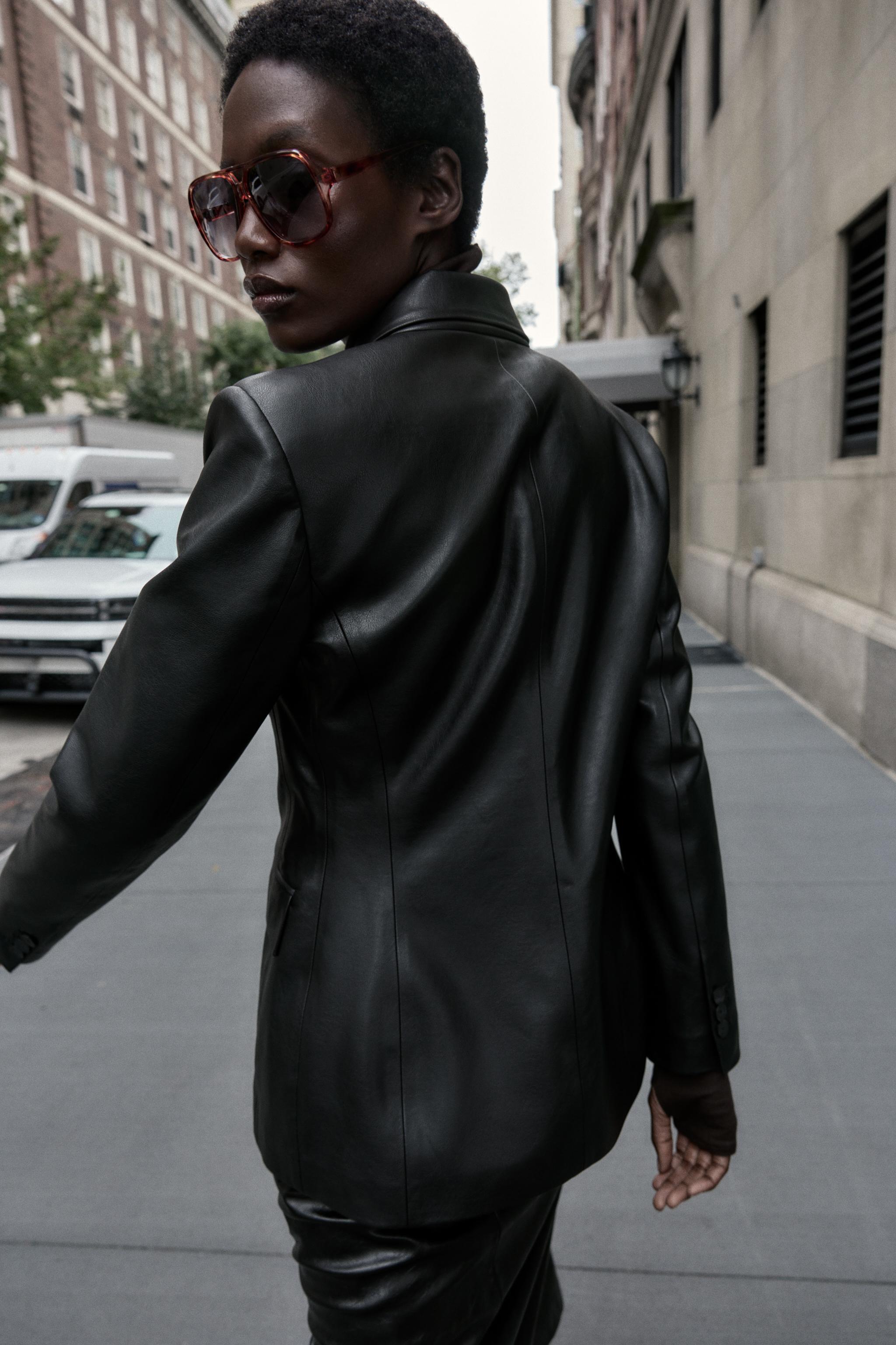 FAUX LEATHER DOUBLE-BREASTED BLAZER - Black | ZARA South Africa