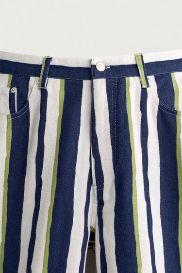 PANTALON STRAIGHT FIT À RAYURES - Bleu marine de Zara - Image 8