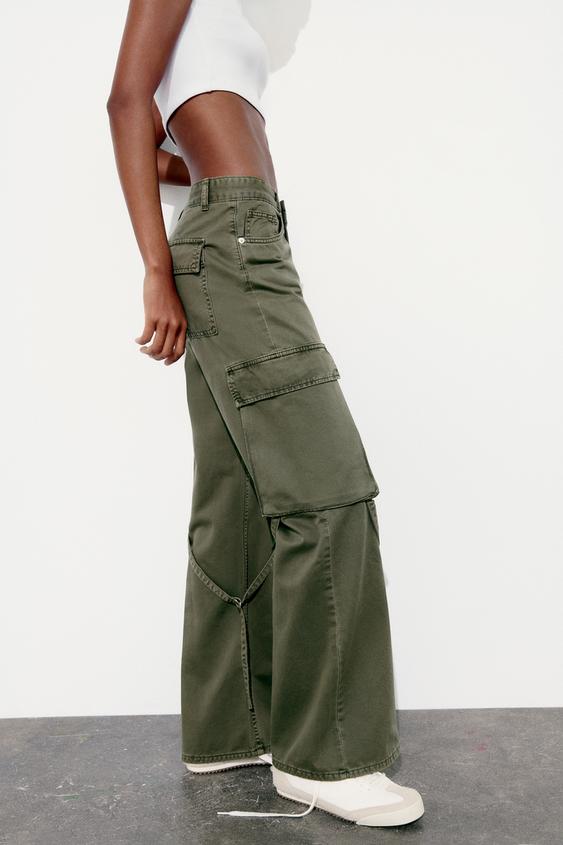 Image 3 of GLOSSY CARGO TROUSERS from Zara