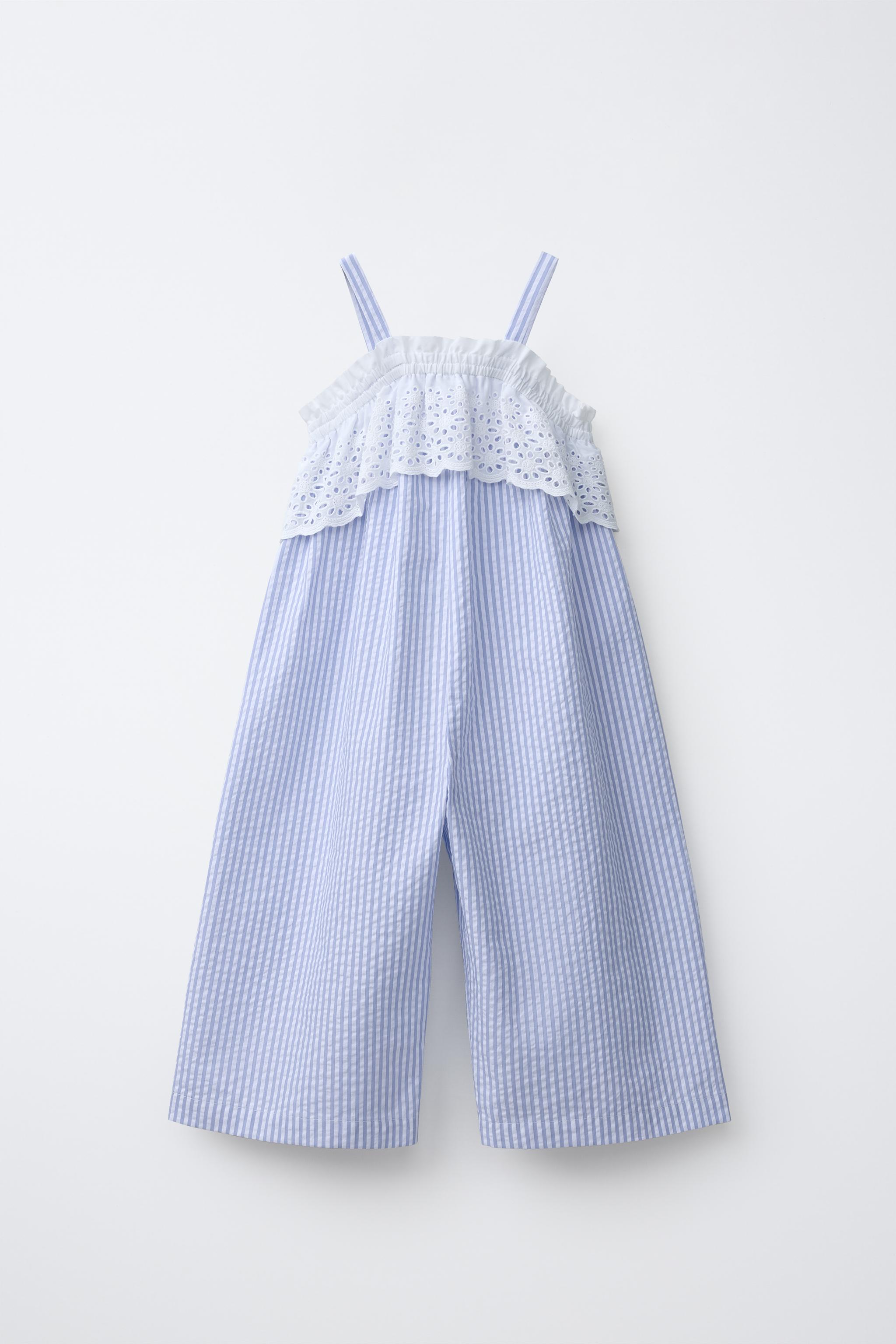 Детские комбинезоны Zara COMBINATION STRIPED AND SWISS EMBROIDERED JUMPSUIT — фото 2