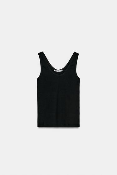 Zara SLEEVELESS T-SHIRT - Black