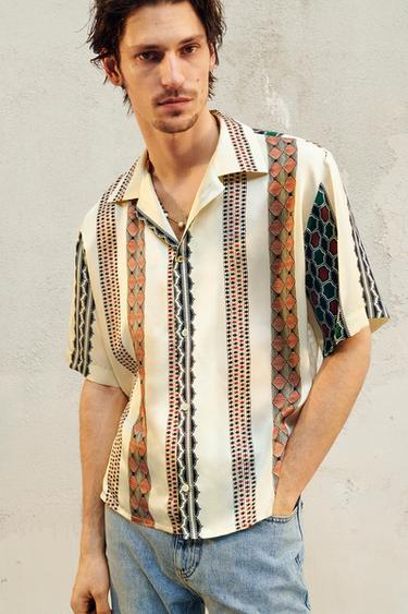 Zara LIMITED EDITION SATIN SILK SHIRT - Printed