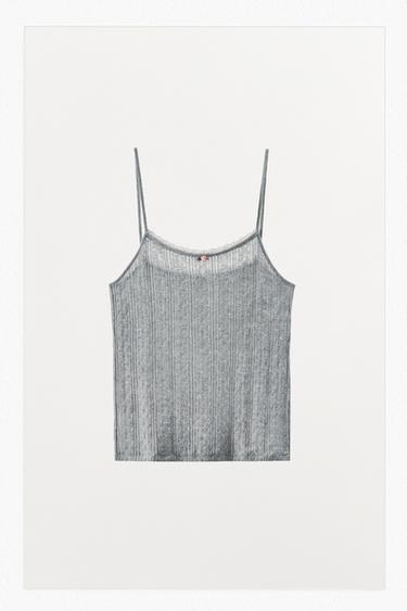 TOP TIRANTES POINTELLE FLOR - Gris de Zara