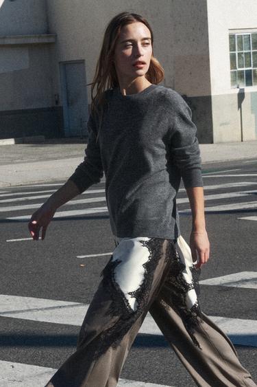 SUÉTER 100% LANA EXTRA SUAVE MANGA LARGA - Gris oscuro de Zara