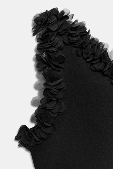 TOP ASYMÉTRIQUE À FLEURS - Noir de Zara - Image 6