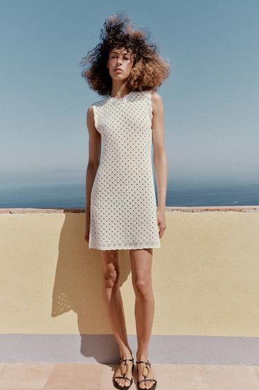 POINTELLE KNIT MINI DRESS - White by Zara - Image 0