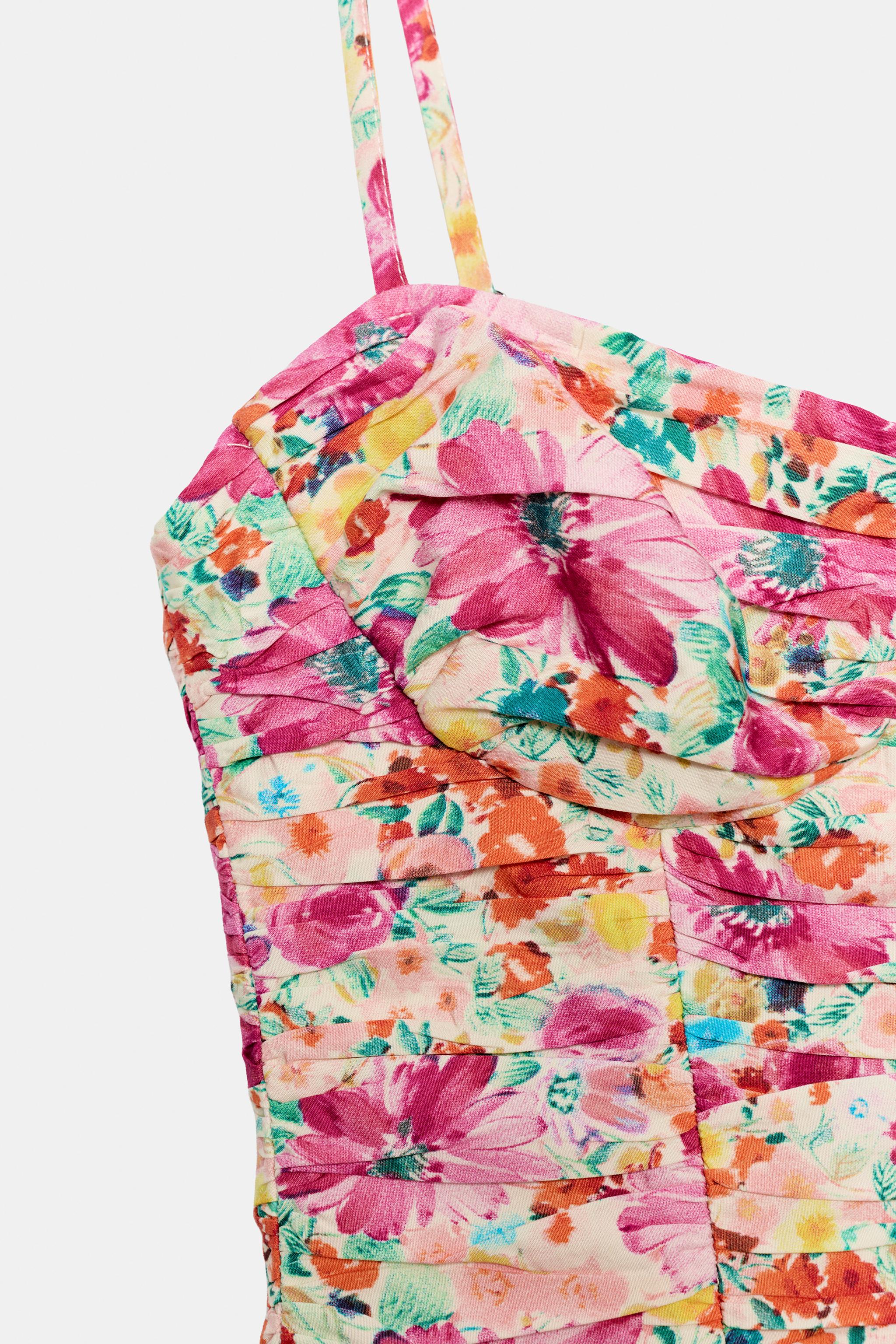 FLORAL PRINT DRAPED MINI DRESS