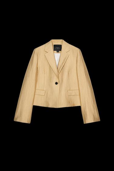 ZW COLLECTION METALLIC CROPPED BLAZER - Golden by Zara