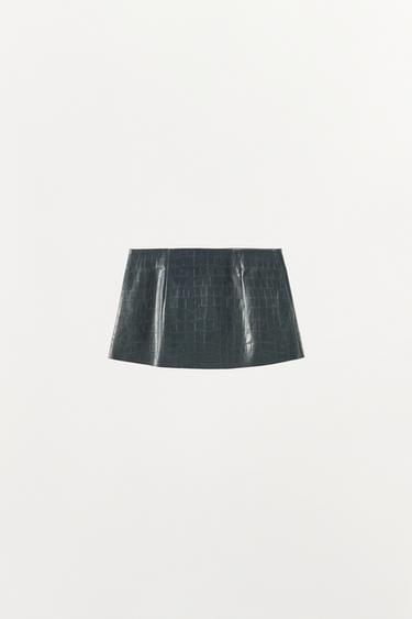 CEINTURE JUPE EN CUIR CISELÉ 100% - Bleu de Zara