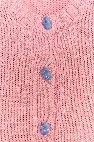 KNIT JACKET WITH STONE BUTTONS - Pale pink by Zara - Image 5