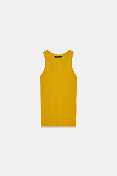 CAMISETA MANGA SISA - Mostaza de Zara