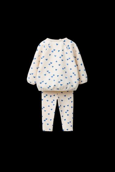 CONJUNTO SUDADERA Y LEGGING CORAZONES TEXTO BORDADO - Crudo de Zara