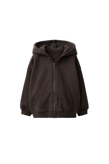 ХУДИ НА МОЛНИИ С КАПЮШОНОМ — ТЕМНО-КОРИЧНЕВЫЙ от Zara