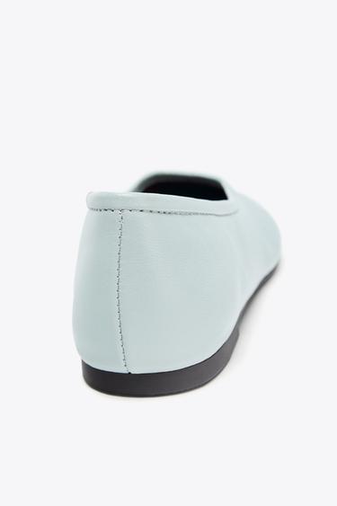 LEATHER TOPSTITCHED BALLERINA - Blue by Zara - Image 6