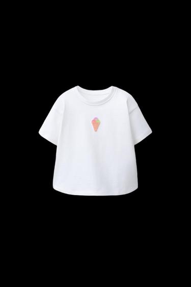 CROCHET PATCH T-SHIRT - White by Zara - Image 0