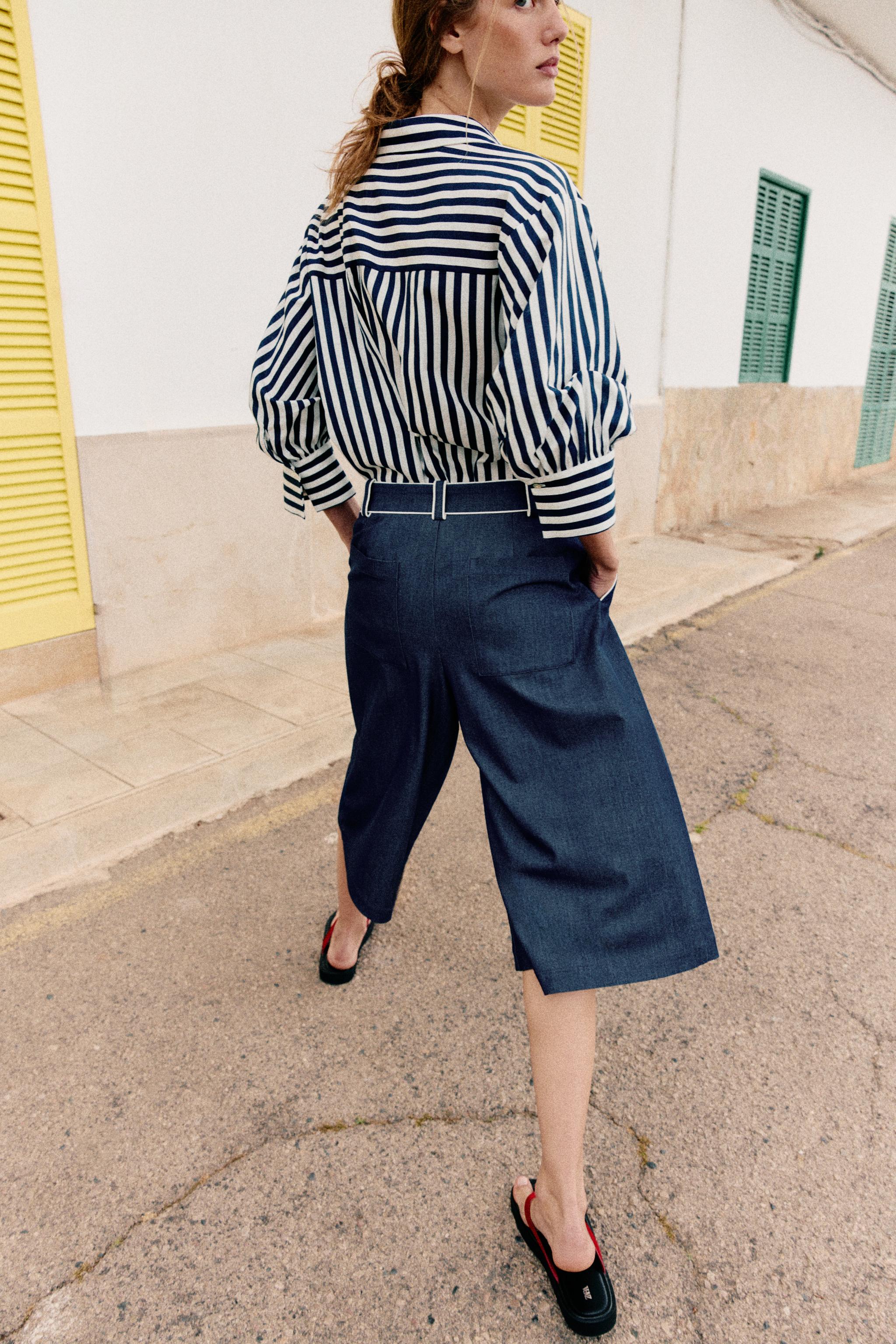 WIDE SHORTS WITH CONTRAST PIPING