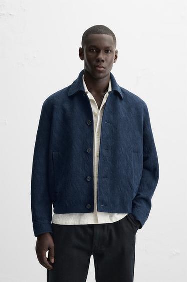 GEOMETRIC JACQUARD JACKET - Bluish by Zara