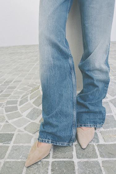SPLIT SUEDE SLINGBACK SHOES WITH BUCKLE - Beige by Zara