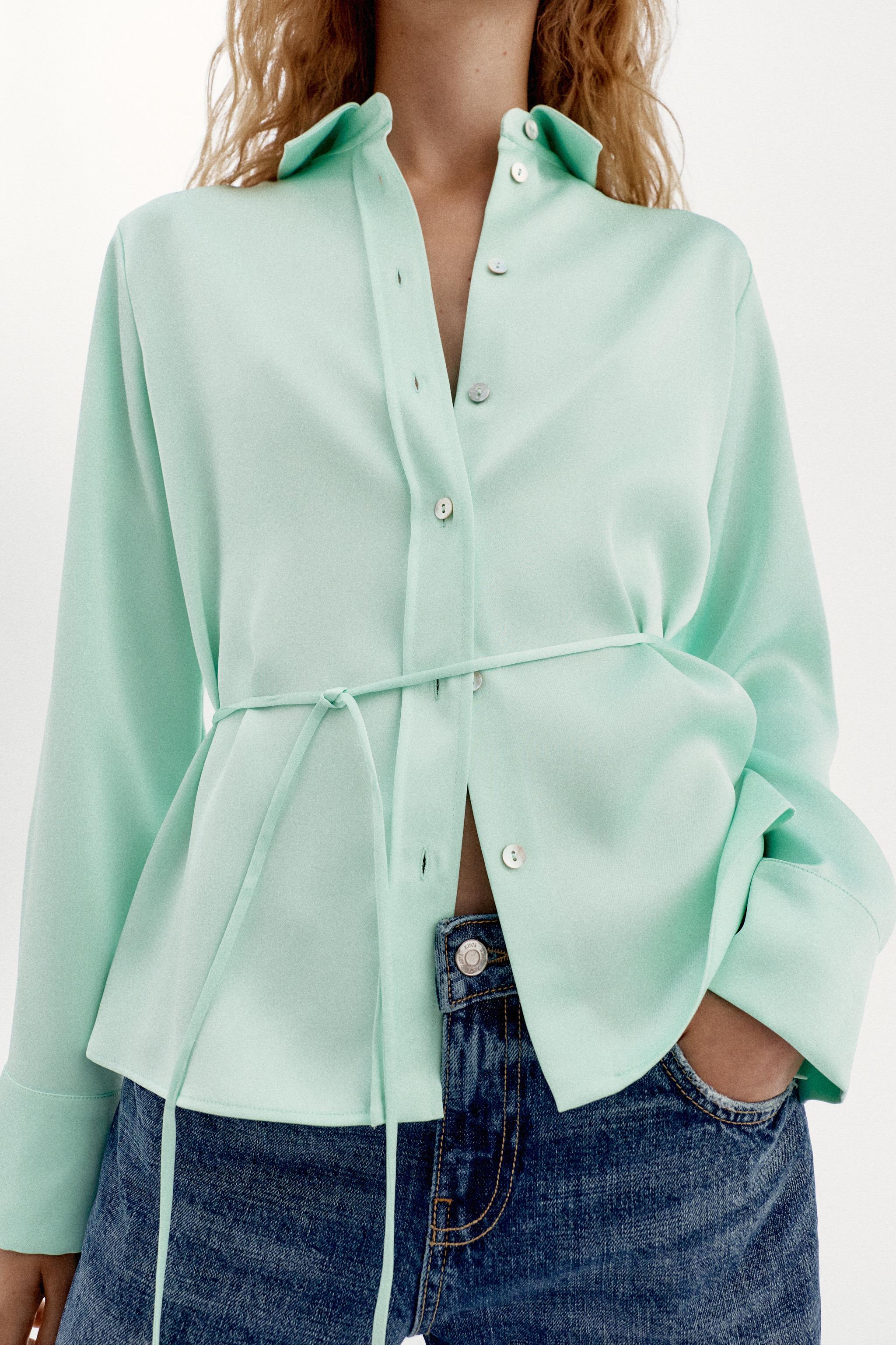 SATIN BACK-TIE SHIRT