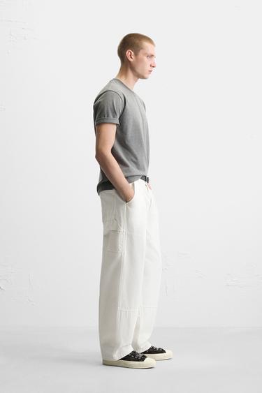 FADED CARPENTER POCKET TROUSERS - Oyster-white by Zara - Image 3