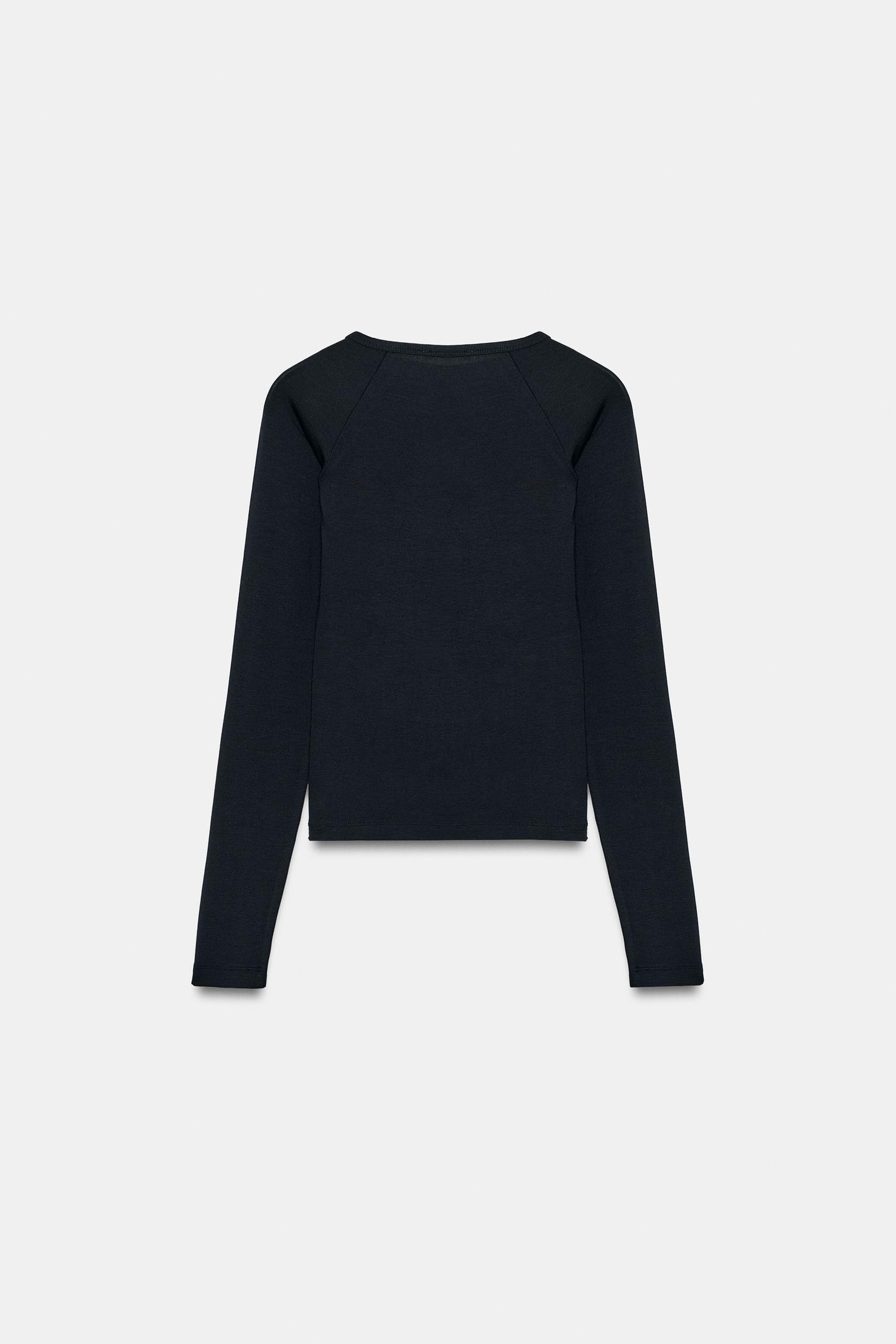 Женская футболка Zara Raglan Sleeve, цвет: Чёрный — фото 6