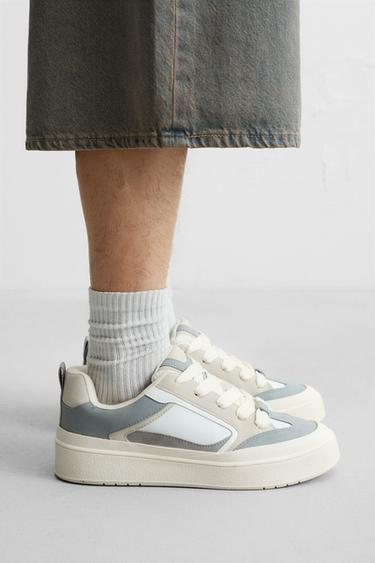 Zara CHUNKY MAXI LACE SNEAKERS - Blue - Image 0