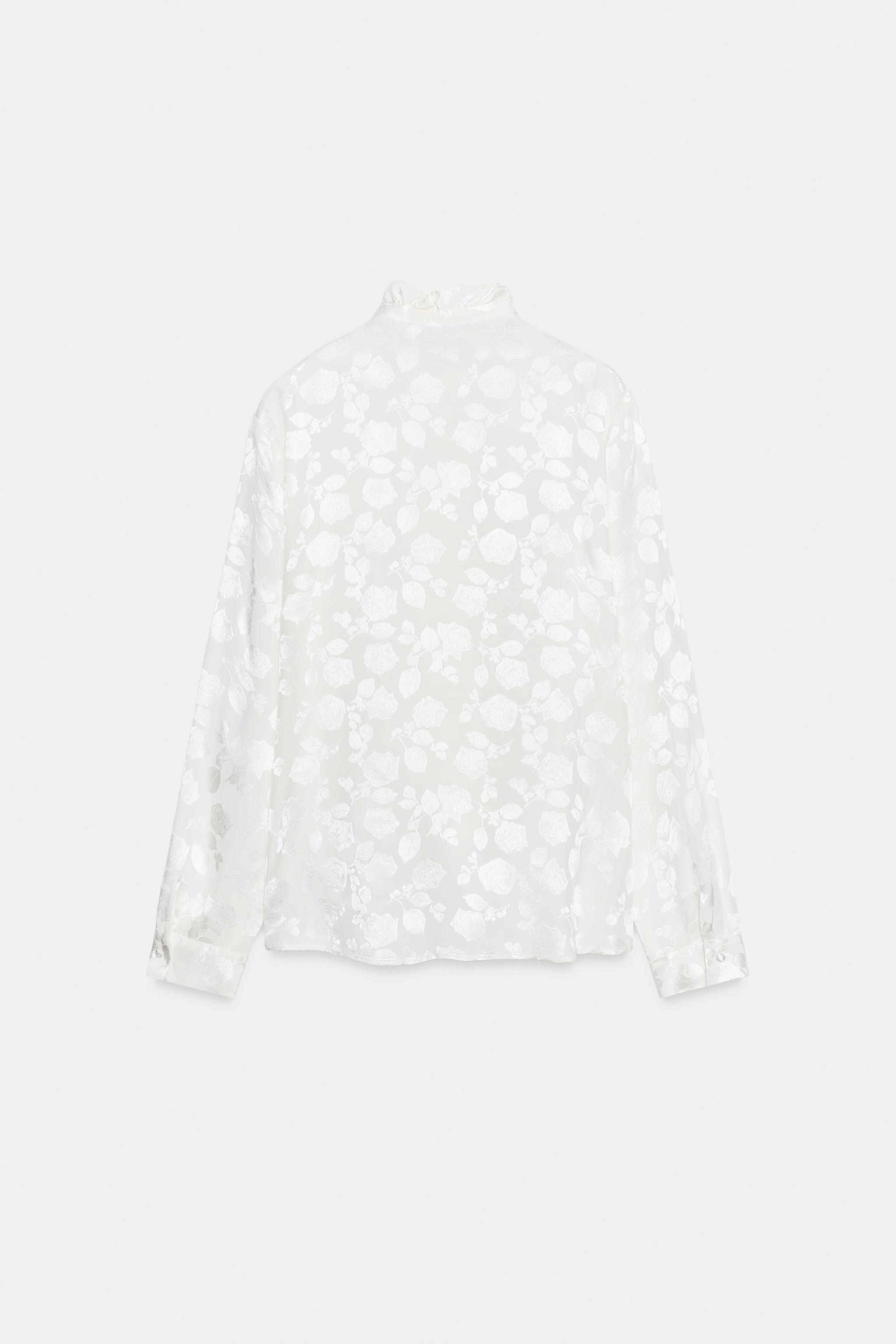 CHEMISE JACQUARD FLORAL VOLANTS