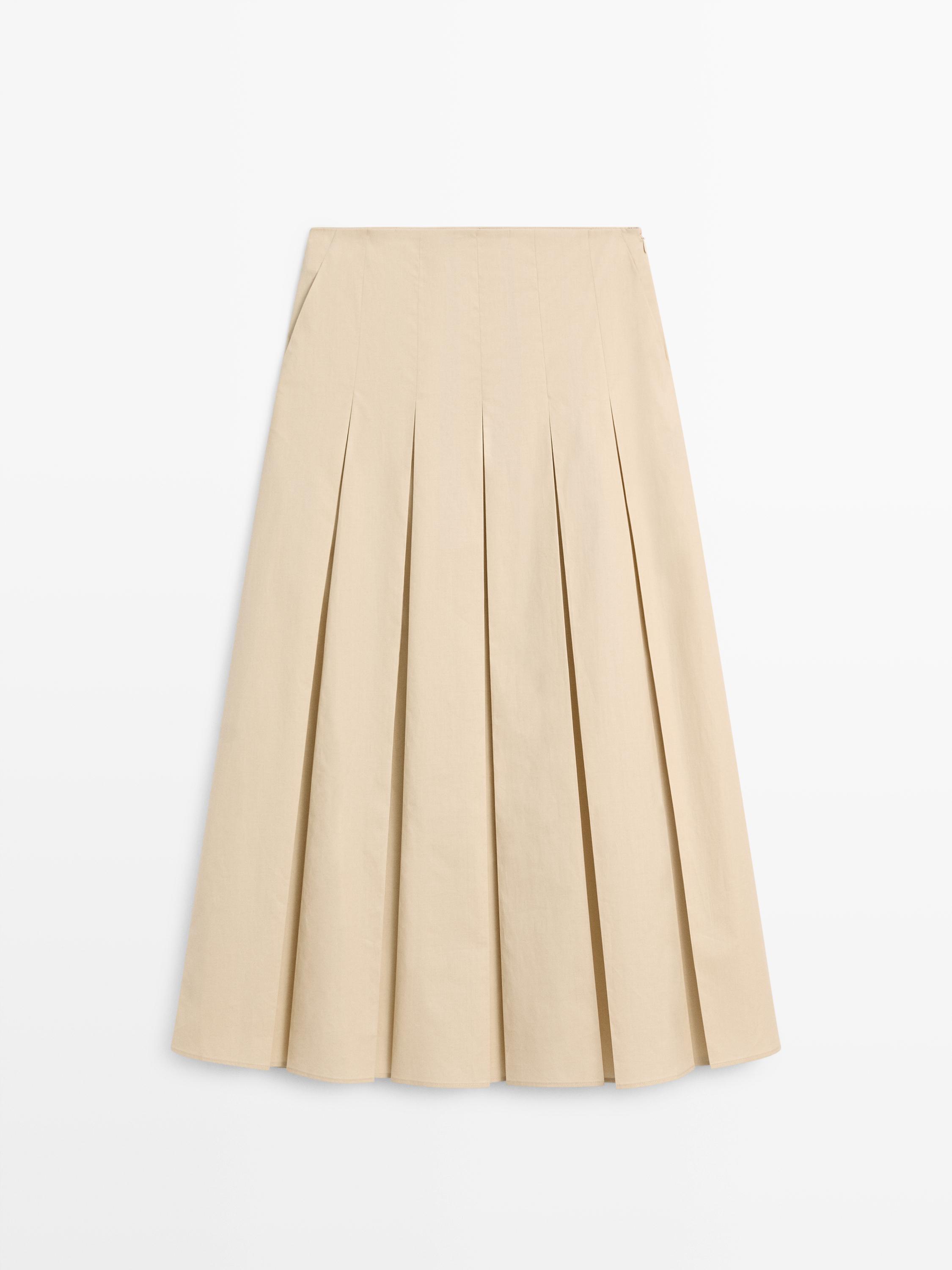 Jupe midi plissée coton