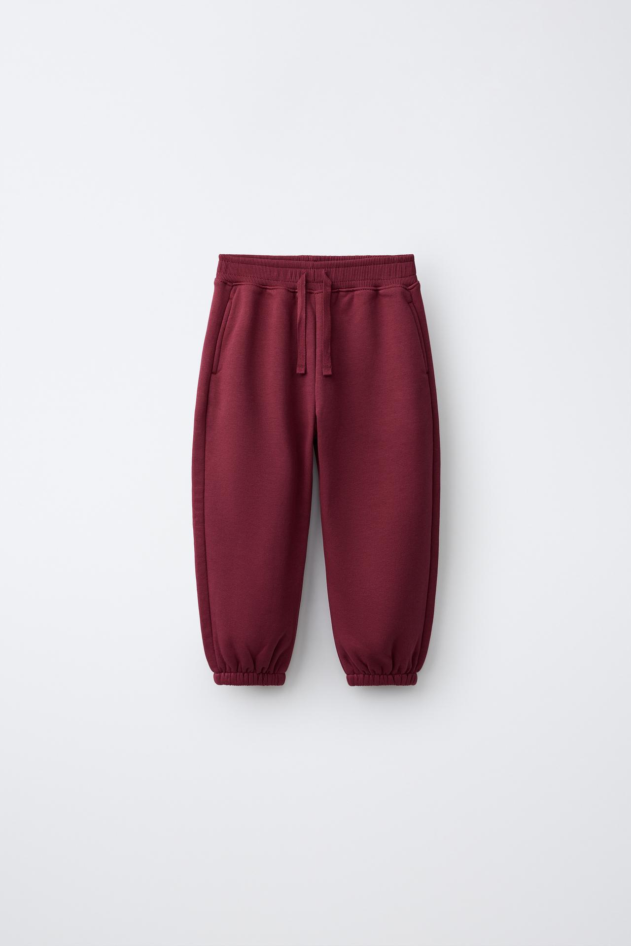 SOLID JOGGER PANTS — Maroon