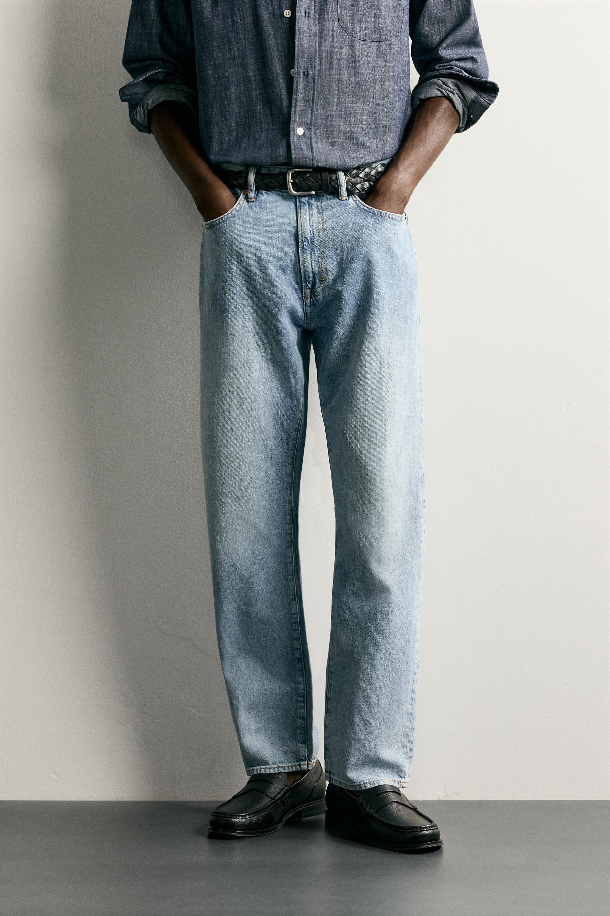 LIGHTWEIGHT REGULAR FIT JEANS — Light blue