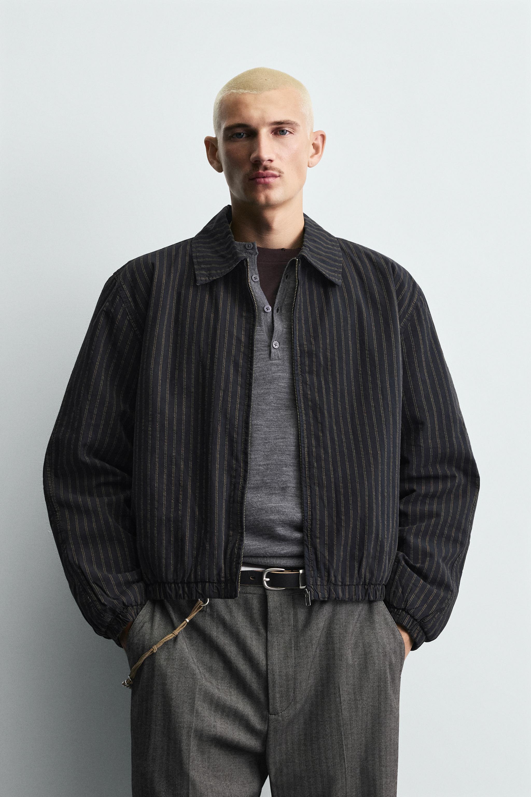 ストライプテクスチャージャケット - ブルー | ZARA Japan / 日本