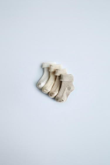 Zaras FYRAPACK FÄRGGLADA STRUMPOR - Ljust beige