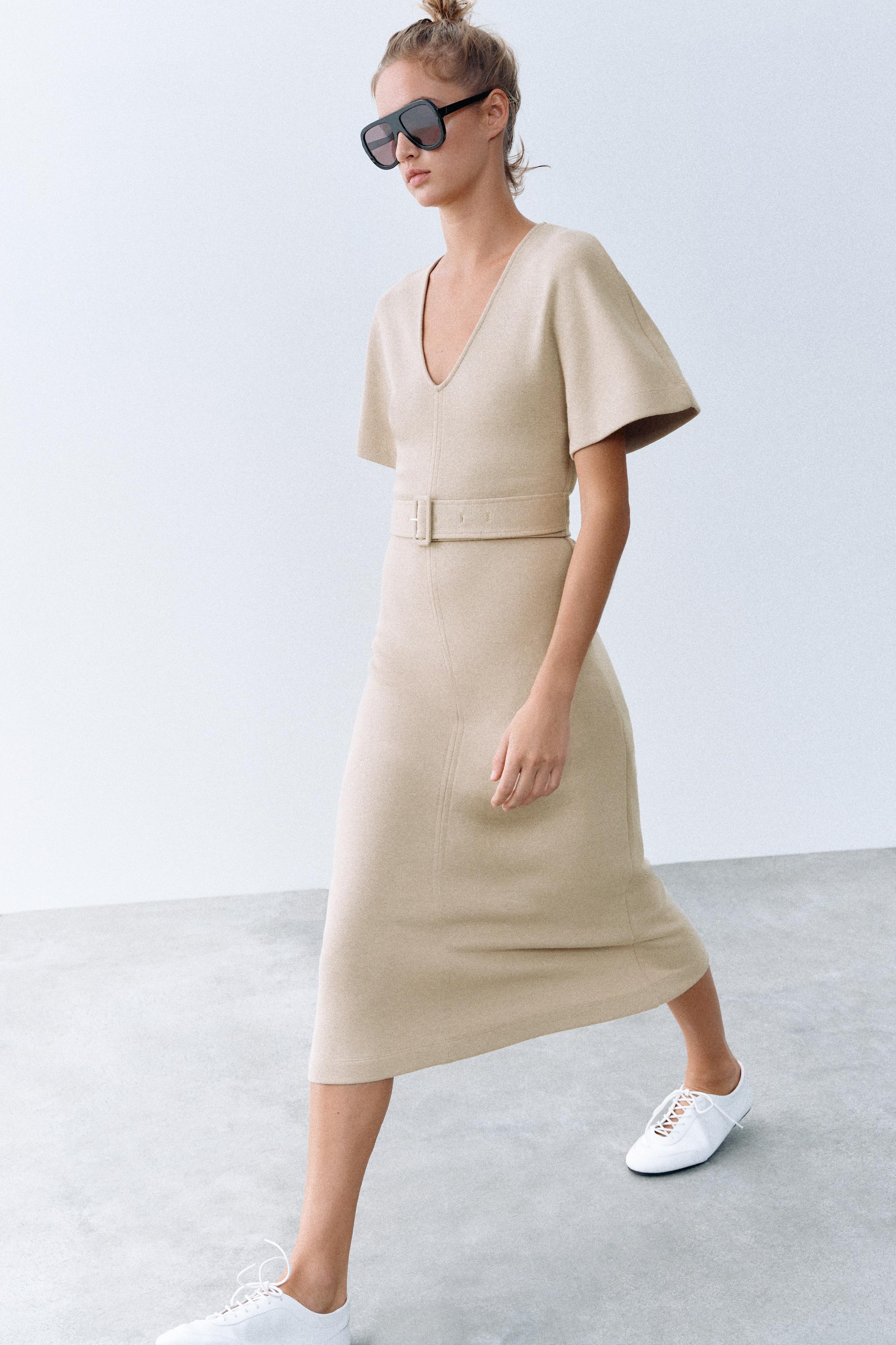 Zara Soft Kemerli Midi Elbise görsel 3