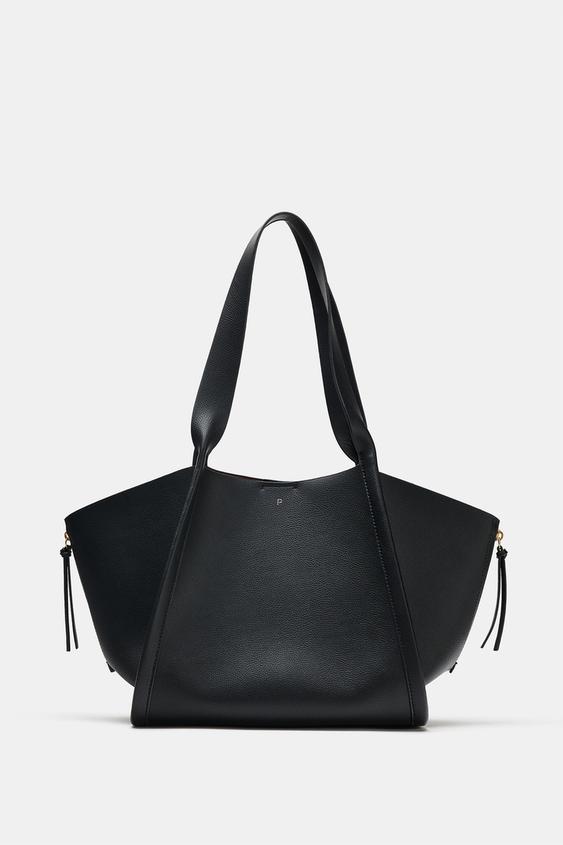 Zara ZIPPER DETAIL SHOPPER BAG - Black - Image 0
