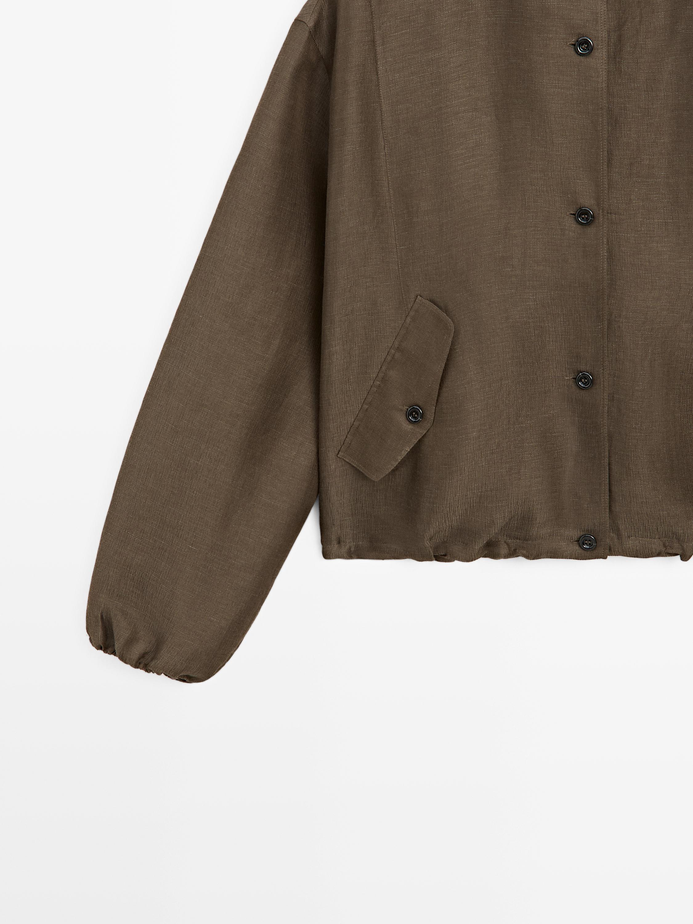Linen and silk bomber jacket