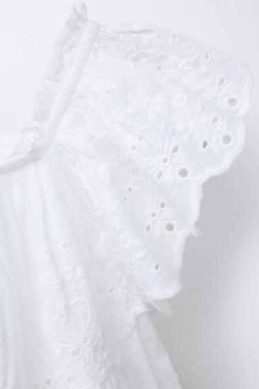 EMBROIDERED DOTTED MESH DRESS - White by Zara - Image 2