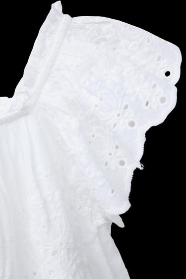 EMBROIDERED DOTTED MESH DRESS - White by Zara